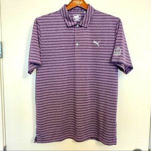 NWT Men's Puma Dry Cell Golf Polo Shirt Purple Striped Size Large Sleeve Logo